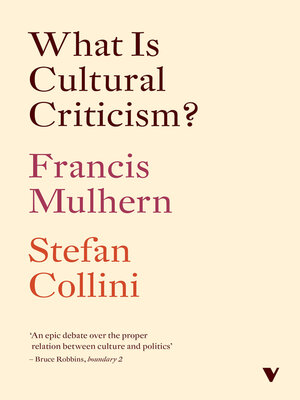cover image of What Is Cultural Criticism?